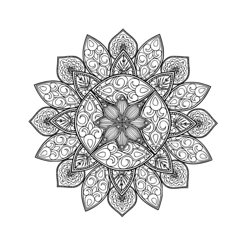 Mandala Forme Circulaire, Des Coloriage anti-stress, des dessins Haute Définition Pattern sur iColorify.com