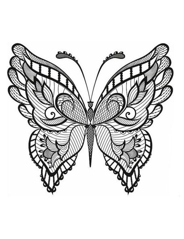 Mandala Papillon un Coloriage anti-stress Zentangle papillon Dessin haute qualité - Tatouage - iColorify