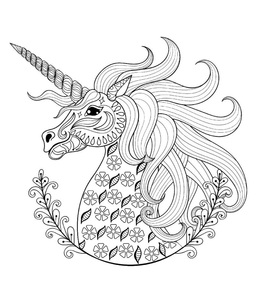 Coloriage Unicorne ou Licorne, des beaux Coloriages Anti-stress un Dessin haute qualité - iColorify