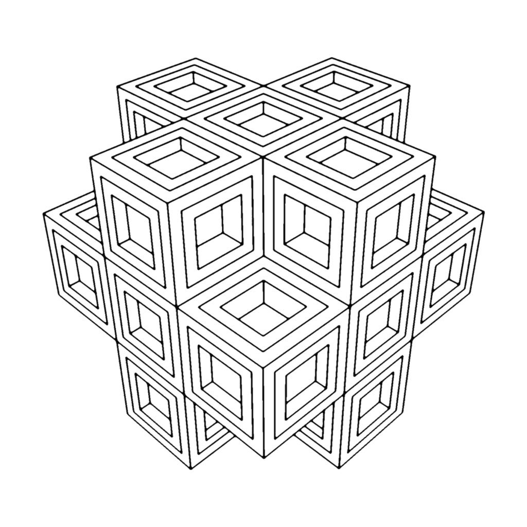 Mandala Forme Géométrique 3d, Coloriage Forme Géométrique Abstrait Anti-stress,un dessin de Haute Définition Gratuit à imprimer sur iColorify.com