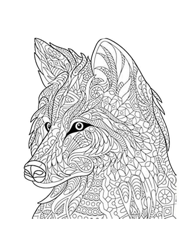 Mandala tête de Loup un Dessin Haute Définition, Coloriage animaux Canidé gratuit - coloriage-dessin-mandala.com