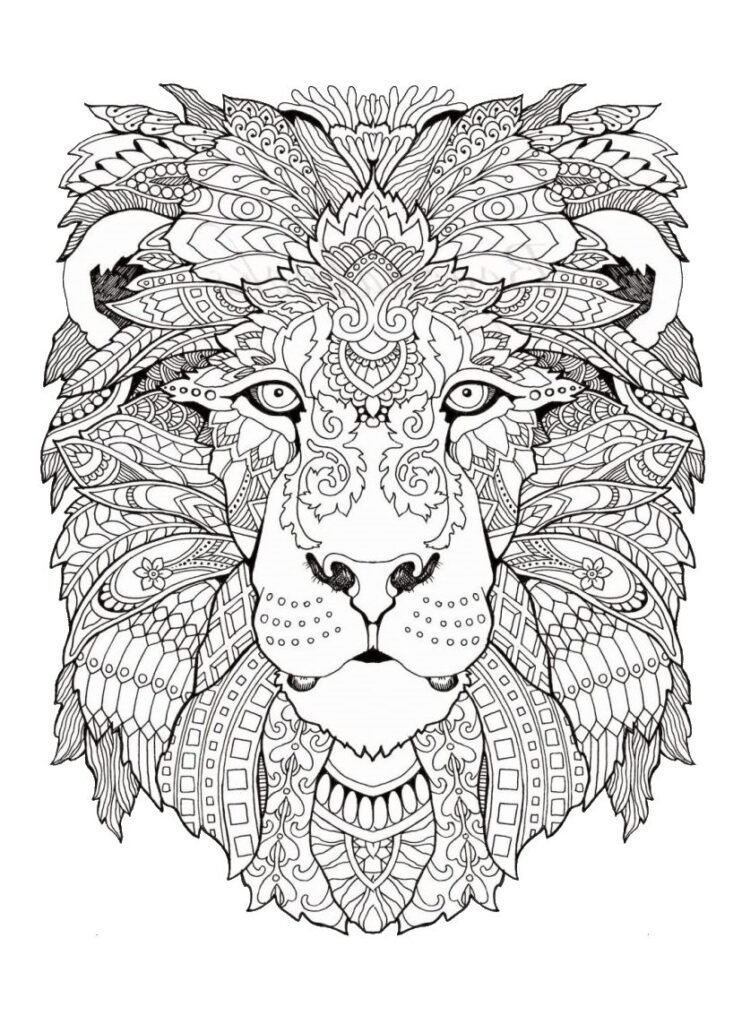 Mandala Tête de lion un Coloriage Haute Définition Dessin Animaux Gratuit à imprimer sur iColorify