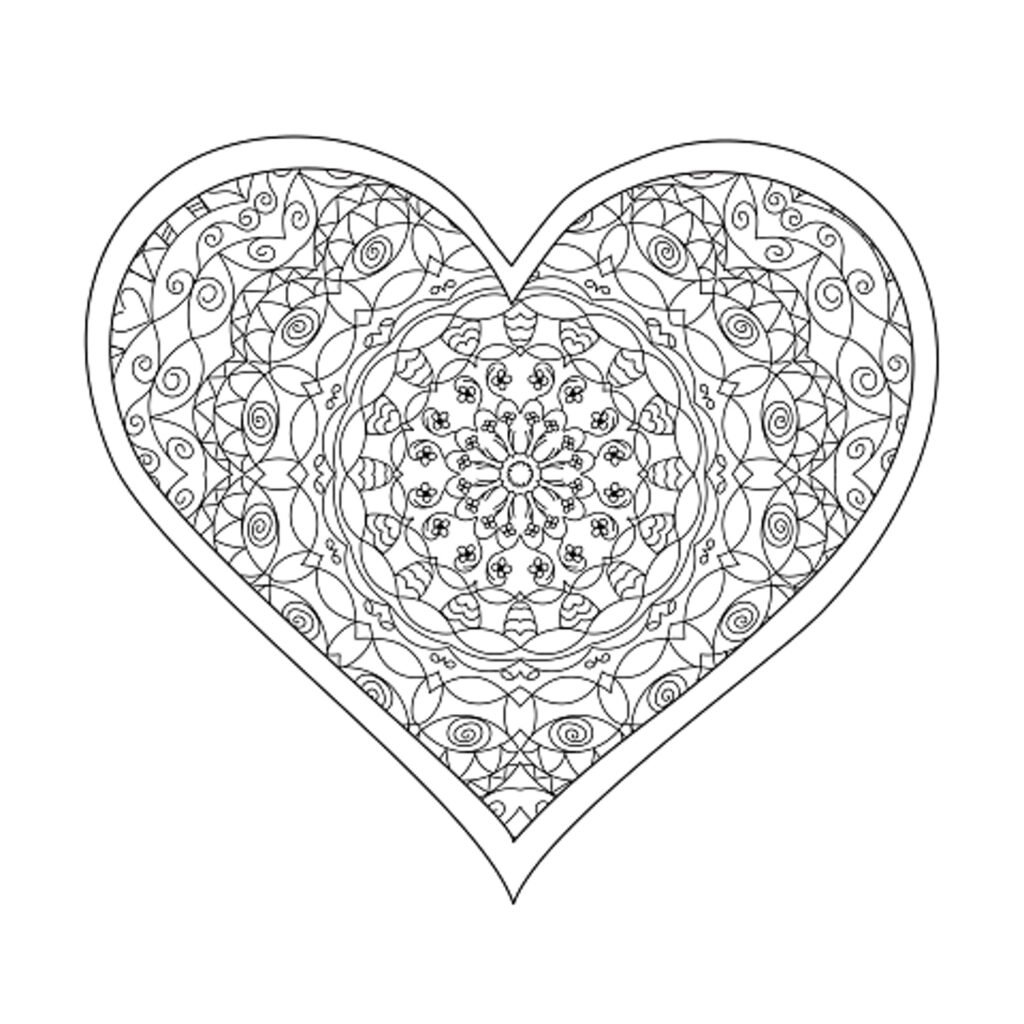 Coloriage Mandala Coeur Concentrique, un Dessin de Haute Définition, Pattern Gratuit sur coloriage-dessin-mandala.com