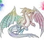 Coloriage Dragon, un dessin anti-stress gratuit à imprimer, Mandala Dragon sur iColorify.com
