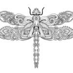 Coloriage Libellule, Mandala Libellule, un dessin anti-stress, un tatouage haute définition, un Coloriage insecte gratuit à imprimer sur iColorify.com