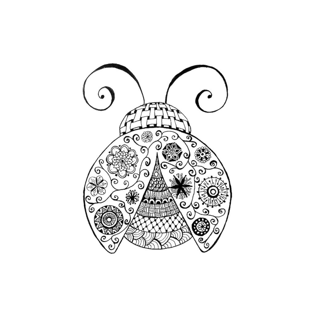 Mandala Coccinelle, un coloriage coccinellidé, un dessin insecte anti-stress gratuit à imprimer sur iColorify.com