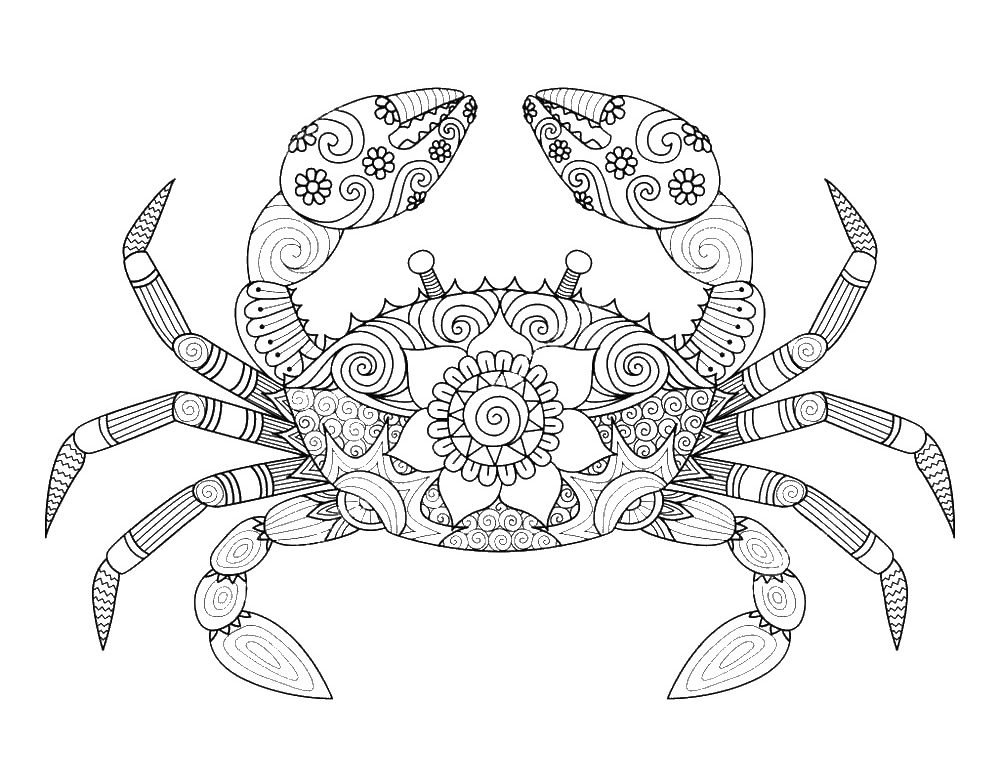 Mandala Tourteau un Coloriage crabe, dessin tourteau anti-stress gratuit à imprimer, un tatouage haute définition sur iColorify.com