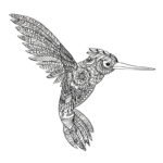 Joli coloriage Colibri, un mandala colibri dessin syle Zentangle de oiseau gratuit à imprimer et colorier